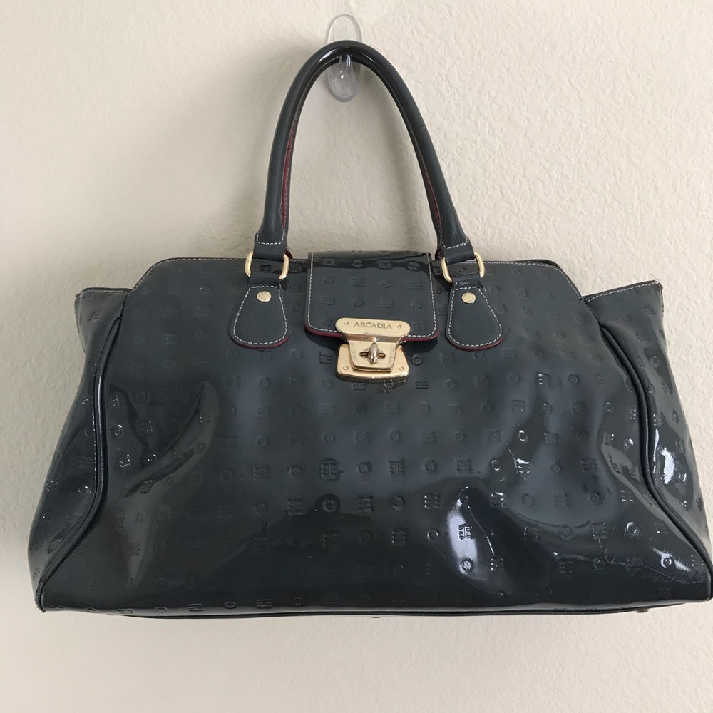 Arcadia Women’s Purse Handbag Patent Leather Grey